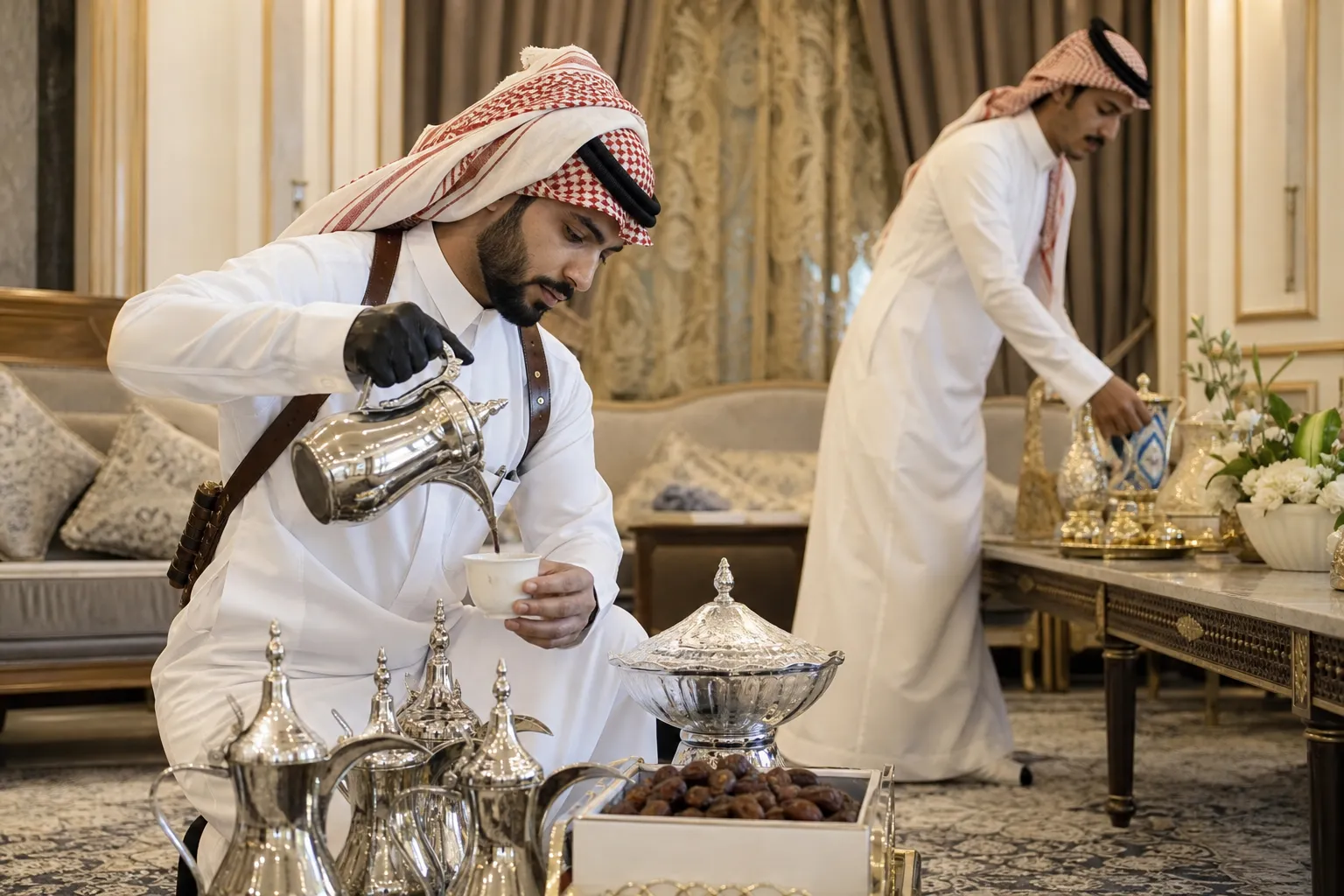 قهوجي وصبابين قهوة بالرياض وتاجير لوازم الافراح: دليل الضيافة من التخطيط إلى الحجز